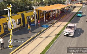 Render of new Light Rail station in Mermaid Beach