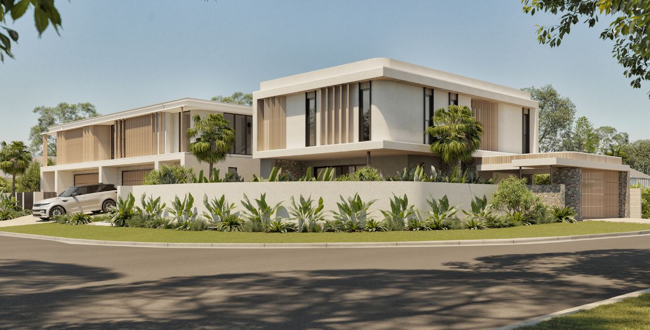 Tannah Court Broadbeach Waters render of corner street view